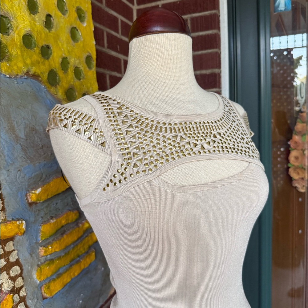 Bebe Cream Knit Bodycon Dress - Picture 4 of 11